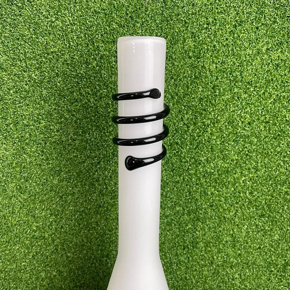 Vintage 80s Tarnowiec White Vase with Under Glass and Black Decor